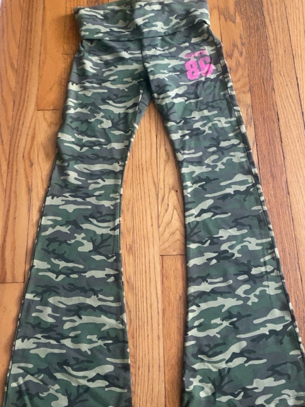 PINK Victoria's Secret Camo Flare Leggings with Pink Logo